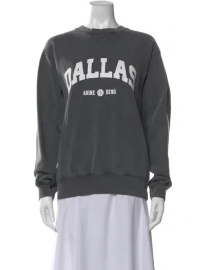 Pre-owned Anine Bing Graphic Print Crew Neck Sweatshirt In Gray