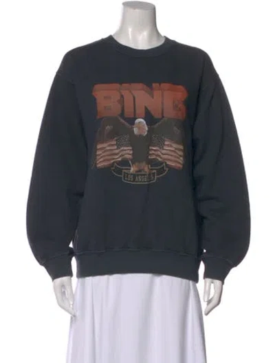 Pre-owned Anine Bing Graphic Print Crew Neck Sweatshirt In Gray