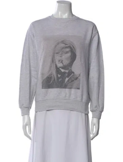 Pre-owned Anine Bing Graphic Print Crew Neck Sweatshirt In Gray