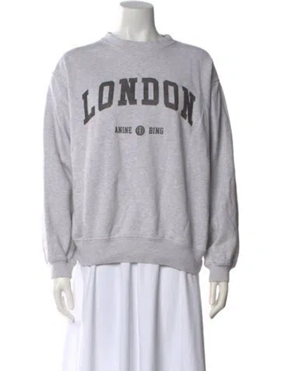 Pre-owned Anine Bing Graphic Print Crew Neck Sweatshirt In Gray