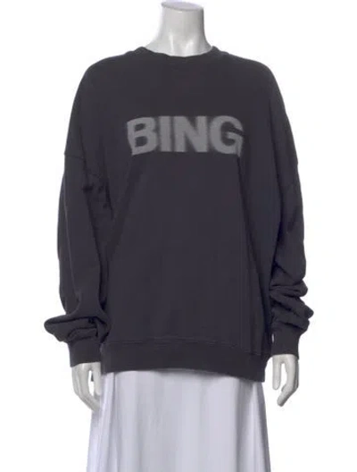Pre-owned Anine Bing Graphic Print Crew Neck Sweatshirt In Gray