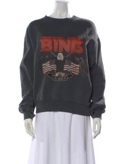 Pre-owned Anine Bing Graphic Print Crew Neck Sweatshirt In Gray