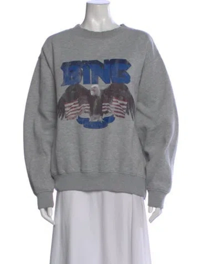 Pre-owned Anine Bing Graphic Print Crew Neck Sweatshirt In Gray