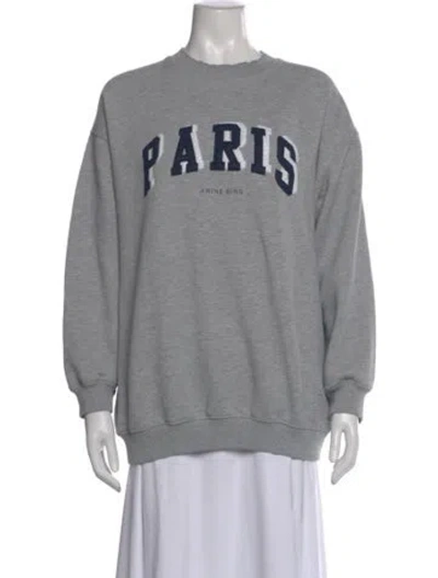 Pre-owned Anine Bing Graphic Print Crew Neck Sweatshirt In Gray