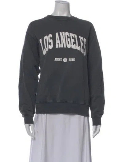 Pre-owned Anine Bing Graphic Print Crew Neck Sweatshirt In Gray