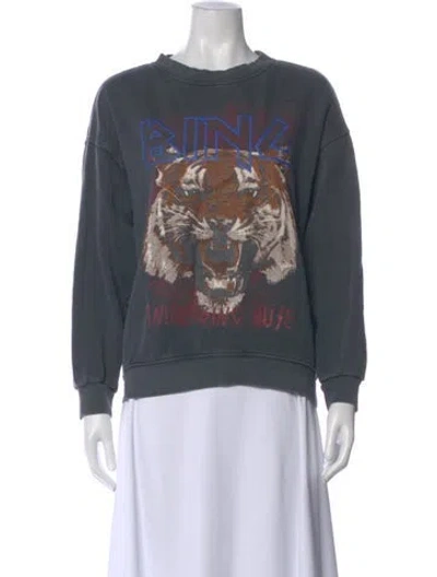 Pre-owned Anine Bing Graphic Print Crew Neck Sweatshirt In Gray
