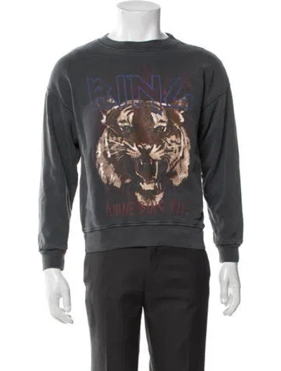Pre-owned Anine Bing Graphic Print Crew Neck Sweatshirt In Gray