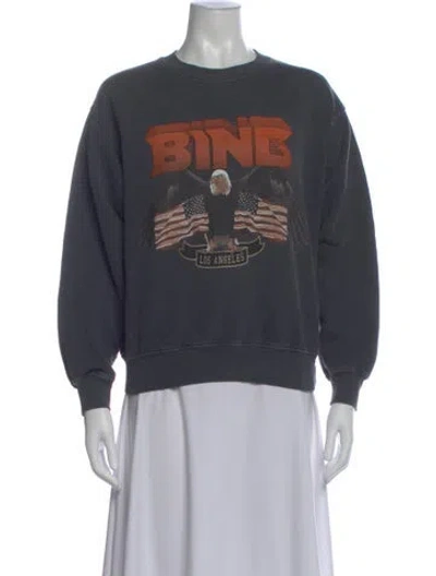 Pre-owned Anine Bing Graphic Print Crew Neck Sweatshirt In Gray