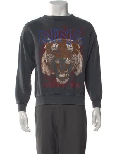 Pre-owned Anine Bing Graphic Print Crew Neck Sweatshirt In Gray