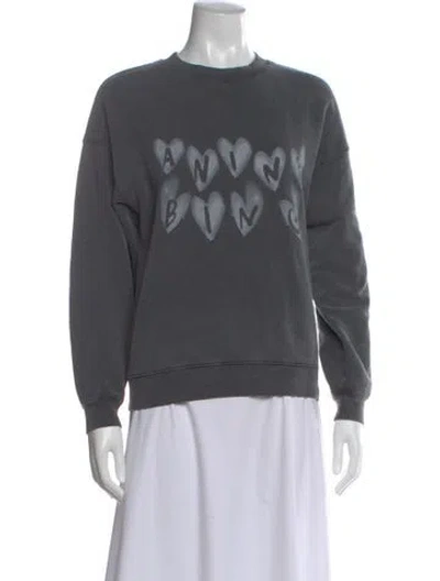 Pre-owned Anine Bing Graphic Print Crew Neck Sweatshirt In Gray