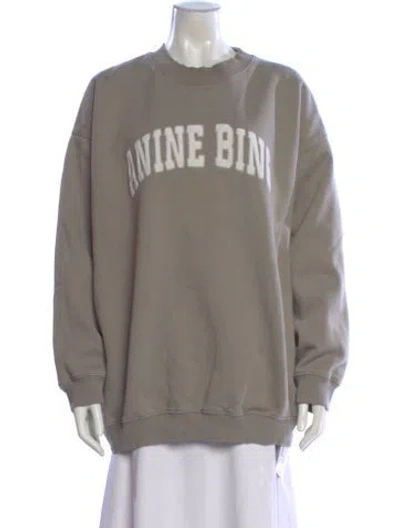 Pre-owned Anine Bing Graphic Print Crew Neck Sweatshirt In Gray