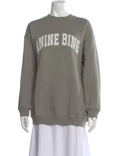 Pre-owned Anine Bing Graphic Print Crew Neck Sweatshirt In Gray