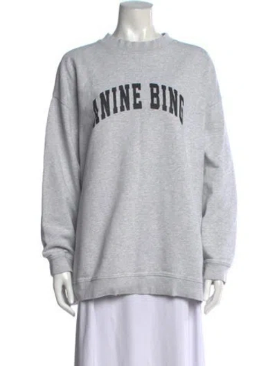 Pre-owned Anine Bing Graphic Print Crew Neck Sweatshirt In Gray