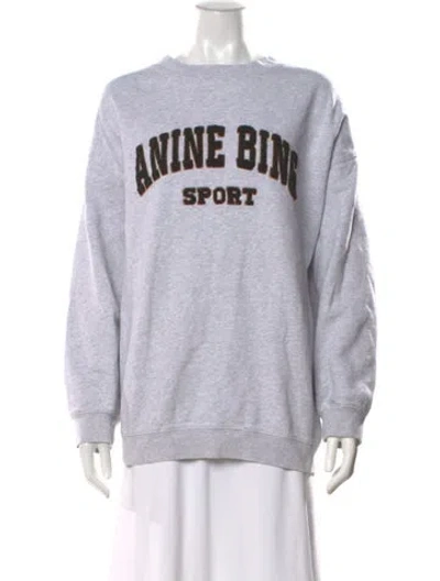 Pre-owned Anine Bing Graphic Print Crew Neck Sweatshirt In Gray