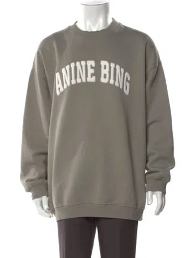 Pre-owned Anine Bing Graphic Print Crew Neck Sweatshirt In Gray