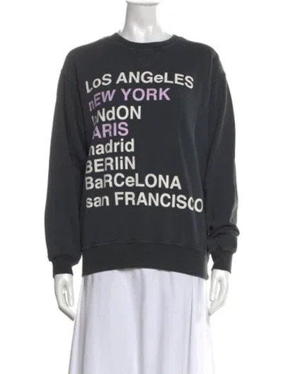 Pre-owned Anine Bing Graphic Print Crew Neck Sweatshirt In Gray