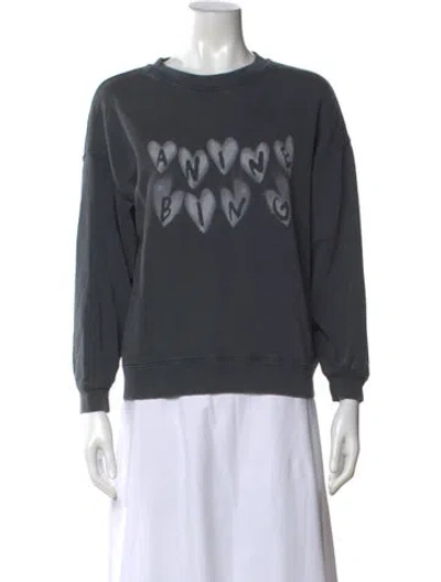 Pre-owned Anine Bing Graphic Print Crew Neck Sweatshirt In Gray