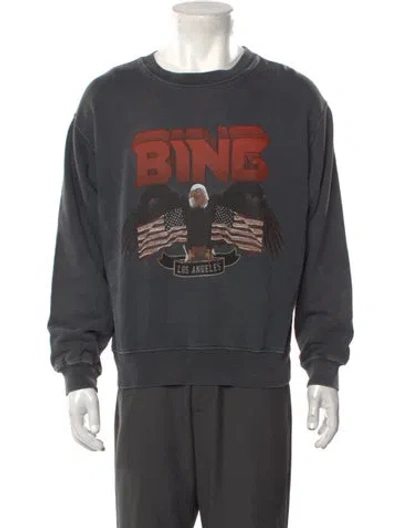 Pre-owned Anine Bing Graphic Print Crew Neck Sweatshirt In Gray