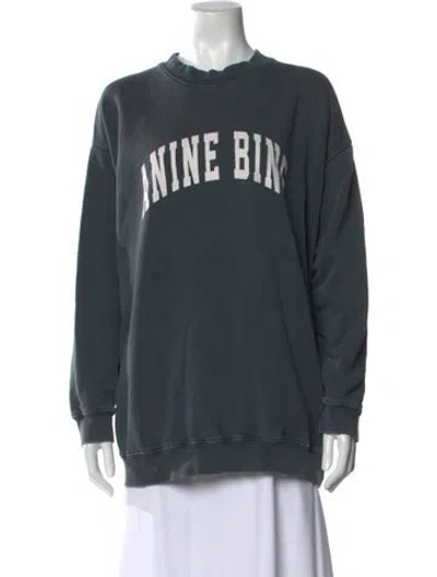 Pre-owned Anine Bing Graphic Print Crew Neck Sweatshirt In Gray