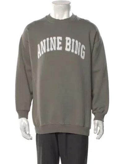 Pre-owned Anine Bing Graphic Print Crew Neck Sweatshirt In Gray