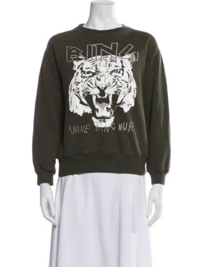 Pre-owned Anine Bing Graphic Print Crew Neck Sweatshirt In Gray
