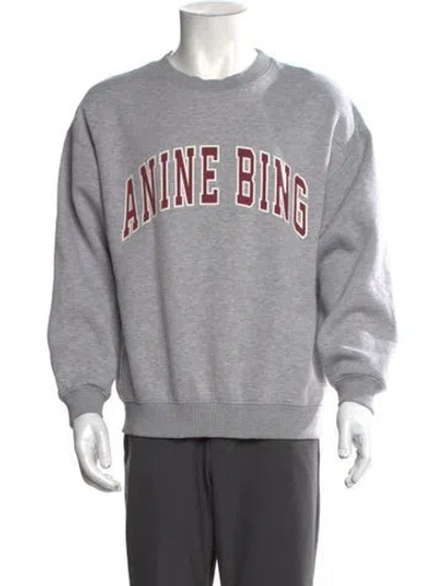 Pre-owned Anine Bing Graphic Print Crew Neck Sweatshirt In Gray