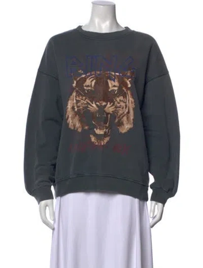 Pre-owned Anine Bing Graphic Print Crew Neck Sweatshirt In Gray