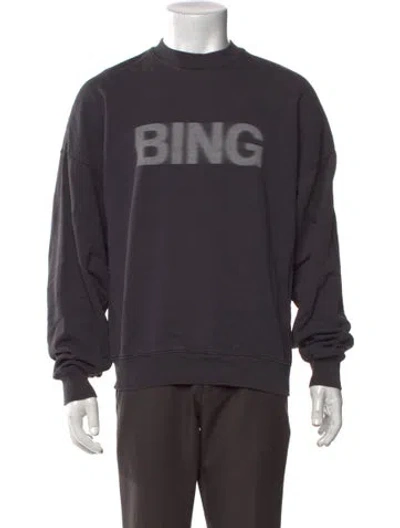 Pre-owned Anine Bing Graphic Print Crew Neck Sweatshirt In Gray