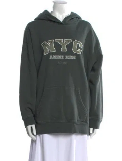 Pre-owned Anine Bing Graphic Print Crew Neck Sweatshirt In Green