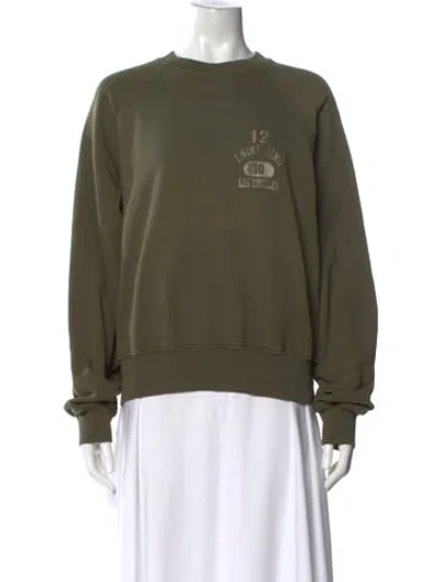Pre-owned Anine Bing Graphic Print Crew Neck Sweatshirt In Green