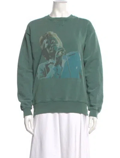 Pre-owned Anine Bing Graphic Print Crew Neck Sweatshirt In Green