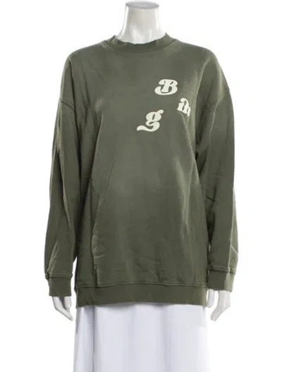 Pre-owned Anine Bing Graphic Print Crew Neck Sweatshirt In Green