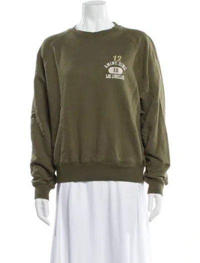Pre-owned Anine Bing Graphic Print Crew Neck Sweatshirt In Green