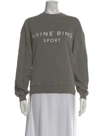 Pre-owned Anine Bing Graphic Print Crew Neck Sweatshirt In Green