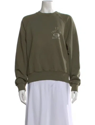 Pre-owned Anine Bing Graphic Print Crew Neck Sweatshirt In Green