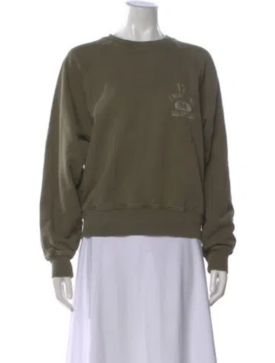 Pre-owned Anine Bing Graphic Print Crew Neck Sweatshirt In Green
