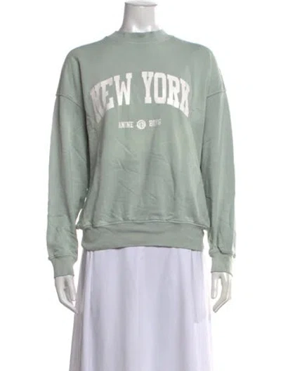 Pre-owned Anine Bing Graphic Print Crew Neck Sweatshirt In Green
