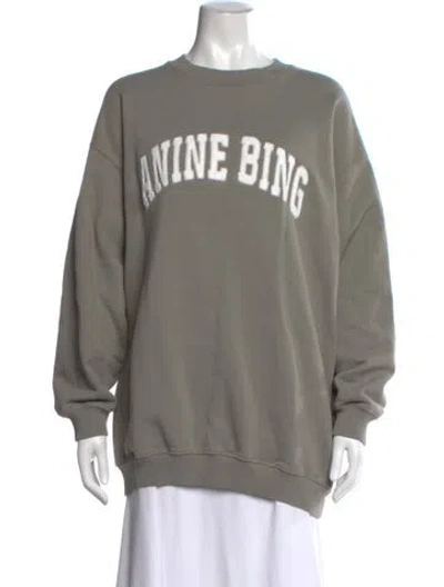 Pre-owned Anine Bing Graphic Print Crew Neck Sweatshirt In Green