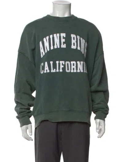 Pre-owned Anine Bing Graphic Print Crew Neck Sweatshirt In Green
