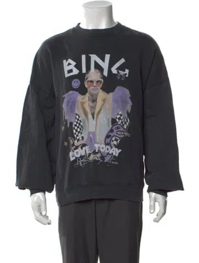 Pre-owned Anine Bing Graphic Print Crew Neck Sweatshirt In Grey