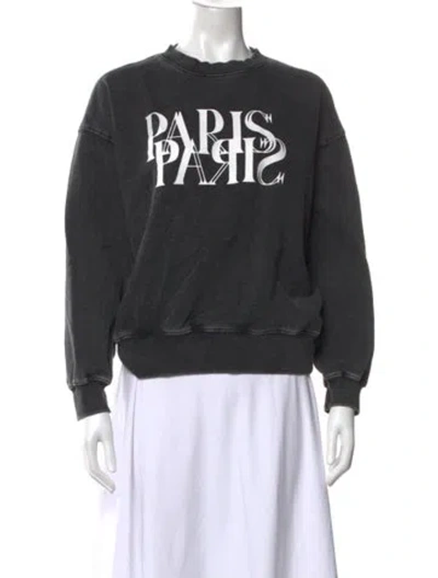 Pre-owned Anine Bing Graphic Print Crew Neck Sweatshirt In Grey
