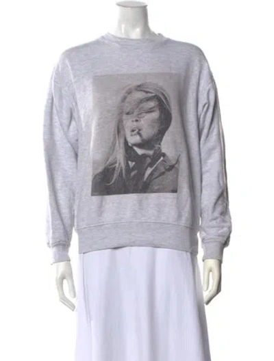 Pre-owned Anine Bing Graphic Print Crew Neck Sweatshirt In Grey