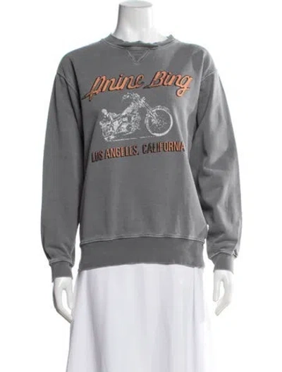 Pre-owned Anine Bing Graphic Print Crew Neck Sweatshirt In Grey