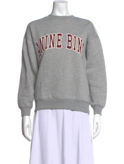 Pre-owned Anine Bing Graphic Print Crew Neck Sweatshirt In Grey
