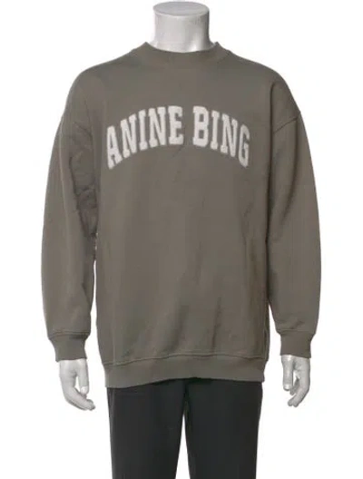 Pre-owned Anine Bing Graphic Print Crew Neck Sweatshirt In Grey