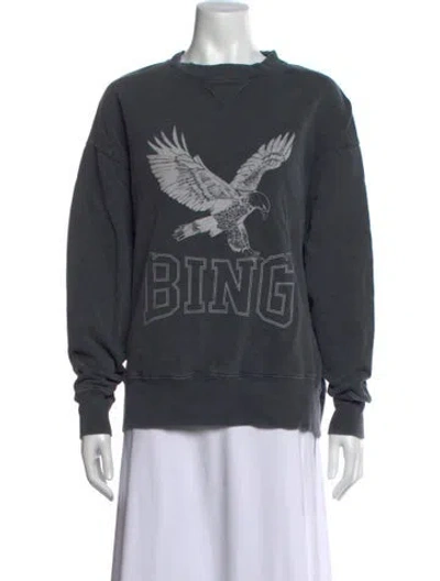 Pre-owned Anine Bing Graphic Print Crew Neck Sweatshirt In Grey