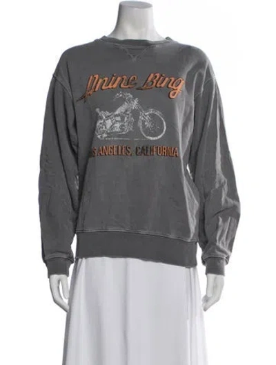 Pre-owned Anine Bing Graphic Print Crew Neck Sweatshirt In Grey