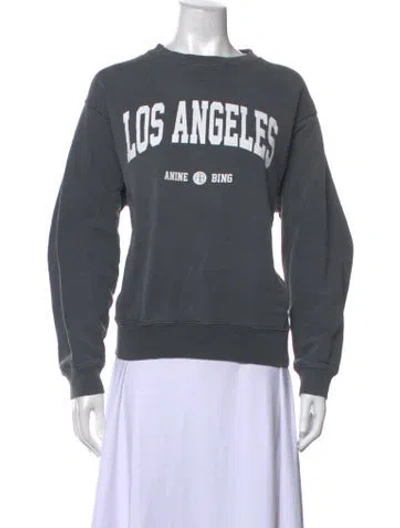 Pre-owned Anine Bing Graphic Print Crew Neck Sweatshirt In Grey