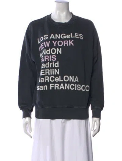Pre-owned Anine Bing Graphic Print Crew Neck Sweatshirt In Grey