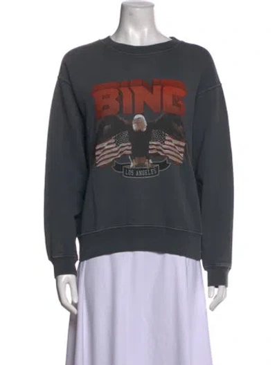 Pre-owned Anine Bing Graphic Print Crew Neck Sweatshirt In Grey